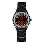 Dollar Sign Graphic Pattern Stainless Steel Round Watch