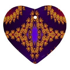 Something Different Fractal In Orange And Blue Heart Ornament (two Sides) by Simbadda