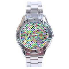 Colorful Dots Balls On White Background Stainless Steel Analogue Watch by Simbadda