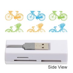 Vintage Bikes With Basket Of Flowers Colorful Wallpaper Background Illustration Memory Card Reader (stick)  by Simbadda