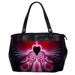 Illuminated Red Hear Red Heart Background With Light Effects Office Handbags by Simbadda