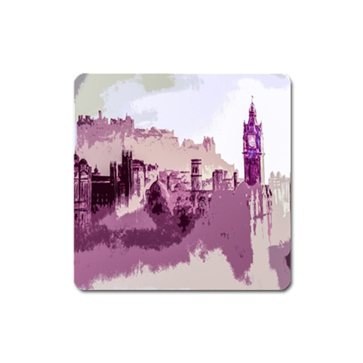 Abstract Painting Edinburgh Capital Of Scotland Square Magnet