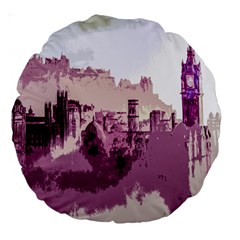 Abstract Painting Edinburgh Capital Of Scotland Large 18  Premium Round Cushions by Simbadda