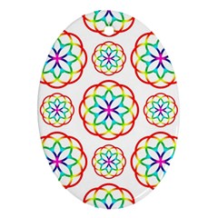 Geometric Circles Seamless Rainbow Colors Geometric Circles Seamless Pattern On White Background Ornament (oval) by Simbadda