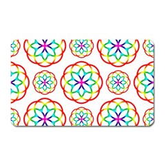 Geometric Circles Seamless Rainbow Colors Geometric Circles Seamless Pattern On White Background Magnet (rectangular) by Simbadda