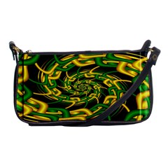 Green Yellow Fractal Vortex In 3d Glass Shoulder Clutch Bags