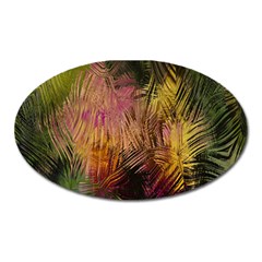 Abstract Brush Strokes In A Floral Pattern  Oval Magnet