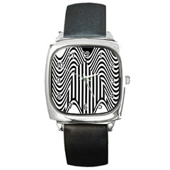 Stripe Abstract Stripped Geometric Background Square Metal Watch by Simbadda