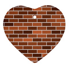 Brick Brown Line Texture Heart Ornament (two Sides) by Mariart