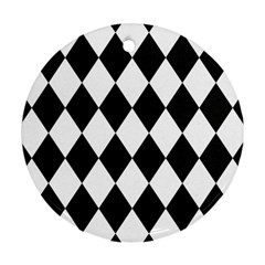 Broken Chevron Wave Black White Round Ornament (two Sides) by Mariart