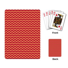Chevron Wave Red Orange Playing Card by Mariart