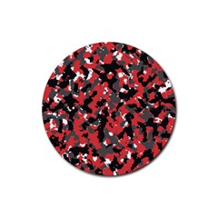 Bloodshot Camo Red Urban Initial Camouflage Rubber Round Coaster (4 Pack)  by Mariart