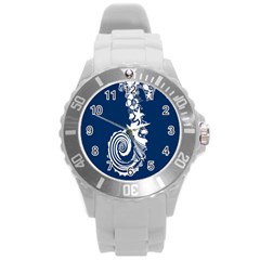 Coral Life Sea Water Blue Fish Star Round Plastic Sport Watch (l) by Mariart