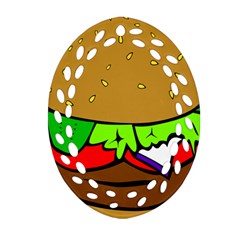 Fast Food Lunch Dinner Hamburger Cheese Vegetables Bread Oval Filigree Ornament (two Sides) by Mariart