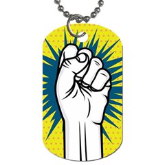 Hand Polka Dot Yellow Blue White Orange Sign Dog Tag (one Side) by Mariart