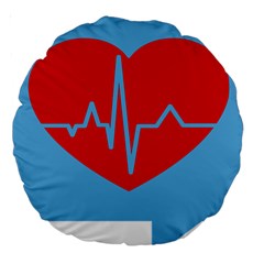 Heartbeat Health Heart Sign Red Blue Large 18  Premium Round Cushions by Mariart