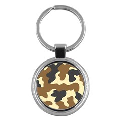 Initial Camouflage Camo Netting Brown Black Key Chains (round)  by Mariart