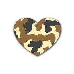 Initial Camouflage Camo Netting Brown Black Heart Coaster (4 Pack)  by Mariart