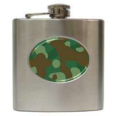 Initial Camouflage Como Green Brown Hip Flask (6 Oz) by Mariart