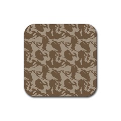 Initial Camouflage Brown Rubber Coaster (square)  by Mariart