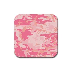 Initial Camouflage Camo Pink Rubber Coaster (square)  by Mariart