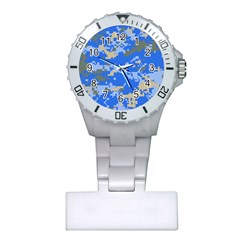 Oceanic Camouflage Blue Grey Map Plastic Nurses Watch by Mariart