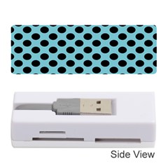 Polka Dot Blue Black Memory Card Reader (stick)  by Mariart