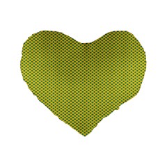 Polka Dot Green Yellow Standard 16  Premium Heart Shape Cushions by Mariart