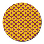 Polka Dot Purple Yellow Round Mousepads Front