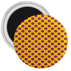 Polka Dot Purple Yellow 3  Magnets by Mariart