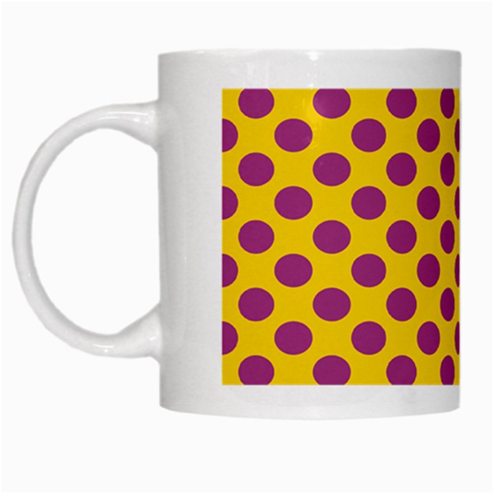 Polka Dot Purple Yellow White Mugs
