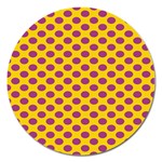 Polka Dot Purple Yellow Magnet 5  (Round)