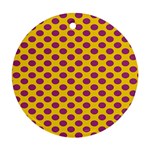 Polka Dot Purple Yellow Round Ornament (Two Sides)