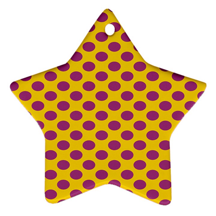Polka Dot Purple Yellow Star Ornament (Two Sides)