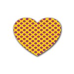 Polka Dot Purple Yellow Rubber Coaster (Heart) 