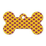 Polka Dot Purple Yellow Dog Tag Bone (One Side)