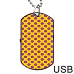 Polka Dot Purple Yellow Dog Tag USB Flash (One Side)