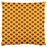 Polka Dot Purple Yellow Large Flano Cushion Case (One Side)