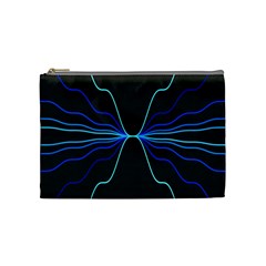 Sine Squared Line Blue Black Light Cosmetic Bag (medium)  by Mariart