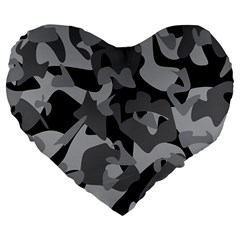 Urban Initial Camouflage Grey Black Large 19  Premium Flano Heart Shape Cushions by Mariart