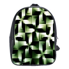 Green Black And White Abstract Background Of Squares School Bags (xl)  by Simbadda