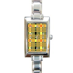 Yellow Orange And Black Background Plaid Like Background Of Halloween Colors Orange Yellow And Black Rectangle Italian Charm Watch by Simbadda