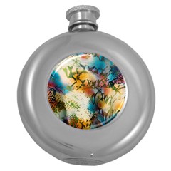 Abstract Color Splash Background Colorful Wallpaper Round Hip Flask (5 Oz)