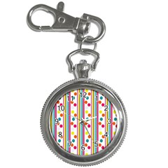 Stripes And Polka Dots Colorful Pattern Wallpaper Background Key Chain Watches
