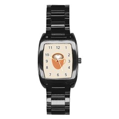 Artin Coffee Chocolate Brown Heart Love Stainless Steel Barrel Watch by Mariart