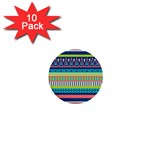 Aztec Triangle Chevron Wave Plaid Circle Color Rainbow 1  Mini Buttons (10 pack) 