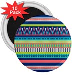 Aztec Triangle Chevron Wave Plaid Circle Color Rainbow 3  Magnets (10 pack) 