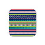 Aztec Triangle Chevron Wave Plaid Circle Color Rainbow Rubber Square Coaster (4 pack) 