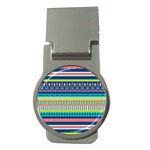 Aztec Triangle Chevron Wave Plaid Circle Color Rainbow Money Clips (Round) 