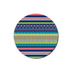 Aztec Triangle Chevron Wave Plaid Circle Color Rainbow Rubber Round Coaster (4 pack) 